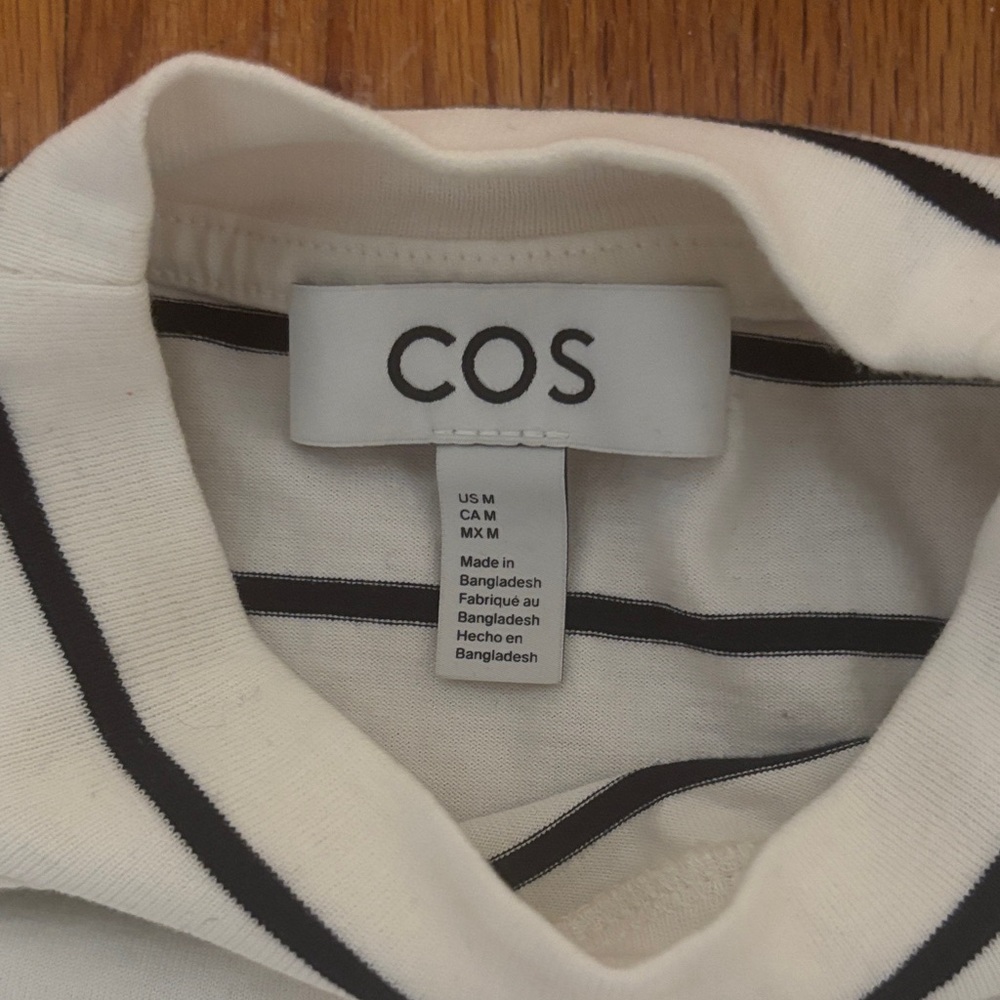 COS White and Black Striped Short Sleeve Top - Picture 5 of 7